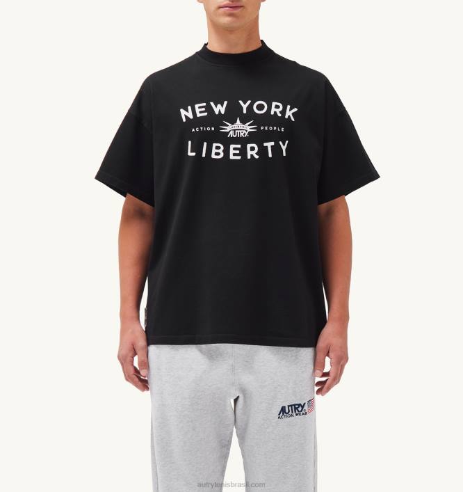 homens_camiseta_decote_careca_com_estampa_liberty_preta_autry_86xf115.jpg homens camiseta decote careca com estampa liberty preta Autry 86XF115 - Image 1