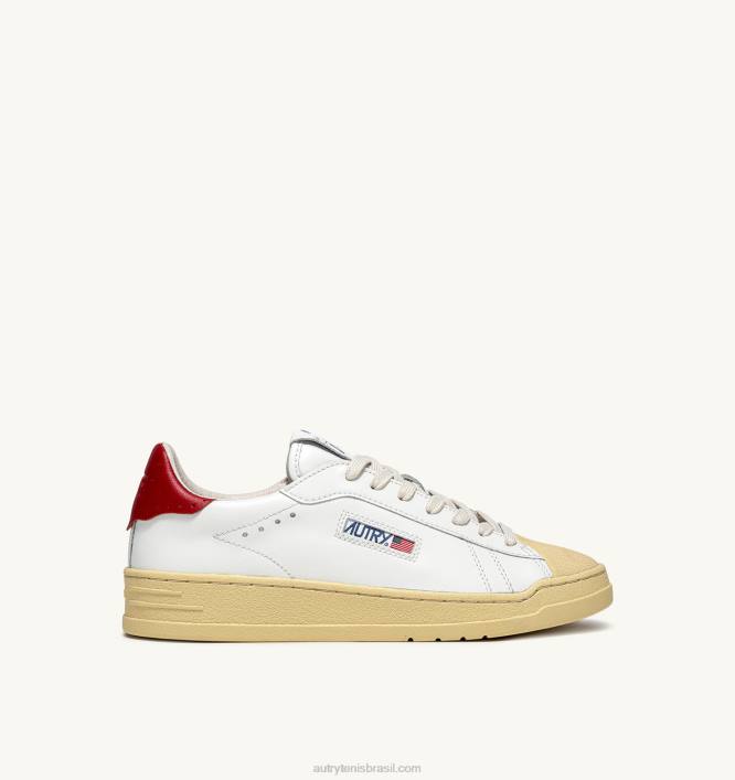 homens tênis baixo bob lutz em couro branco e vermelho Autry 86XF88 - Image 1