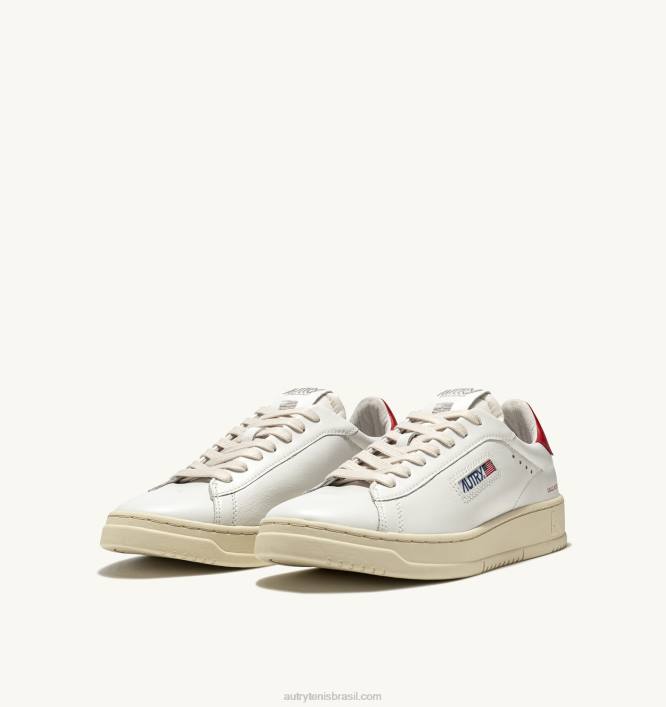homens tênis baixo dallas em couro branco e vermelho Autry 86XF72 - Image 2