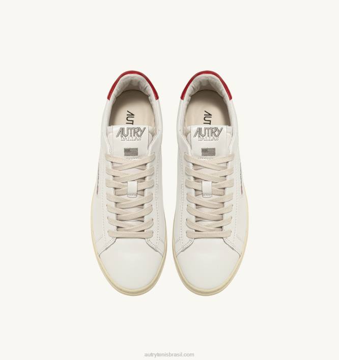 homens tênis baixo dallas em couro branco e vermelho Autry 86XF72 - Image 5