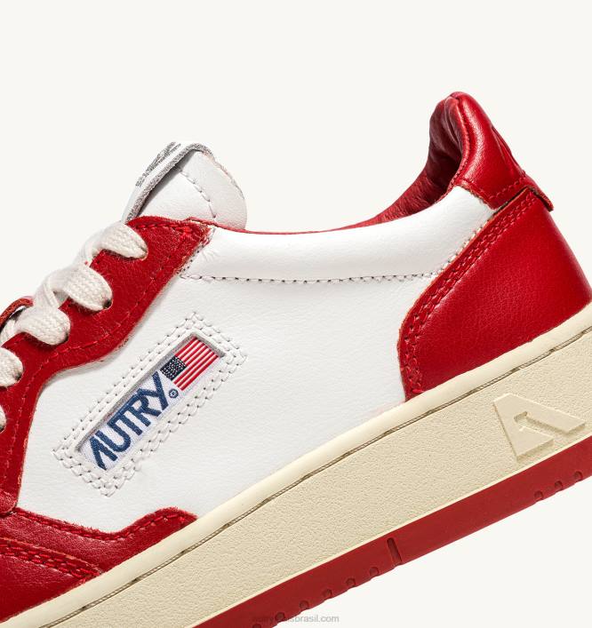 homens tênis baixo medalhista bicolor em couro branco e vermelho Autry 86XF19 - Image 6