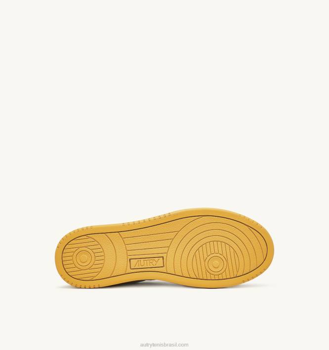 homens tênis baixo medalhista em couro branco e amarelo Autry 86XF20 - Image 4