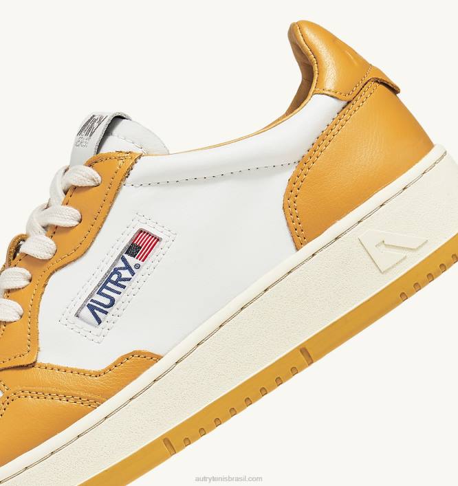 homens tênis baixo medalhista em couro branco e amarelo Autry 86XF20 - Image 6
