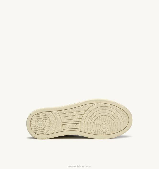 homens tênis baixo medalhista em couro branco e amarelo Autry 86XF8 - Image 4