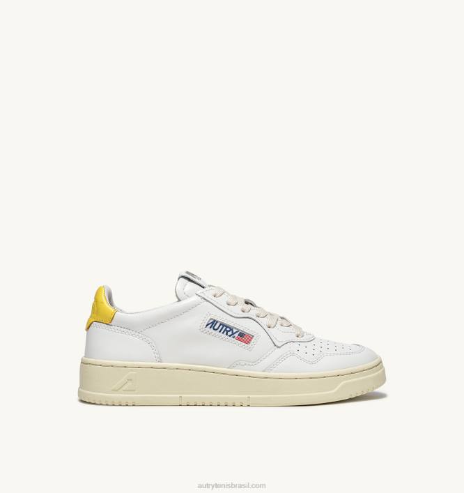 homens_tenis_baixo_medalhista_em_couro_branco_e_amarelo_autry_86xf8.jpg homens tênis baixo medalhista em couro branco e amarelo Autry 86XF8 - Image 1