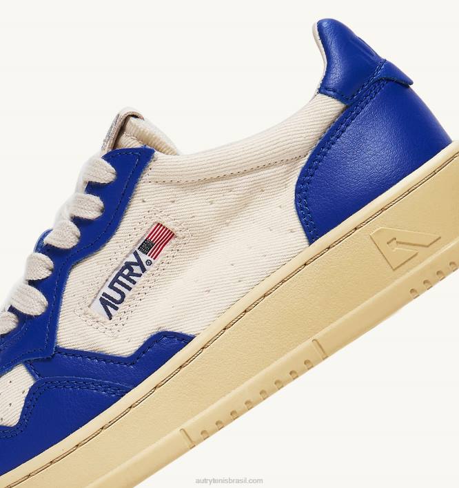 homens tênis baixo medalhista em couro e lona branco e azul príncipe Autry 86XF58 - Image 6