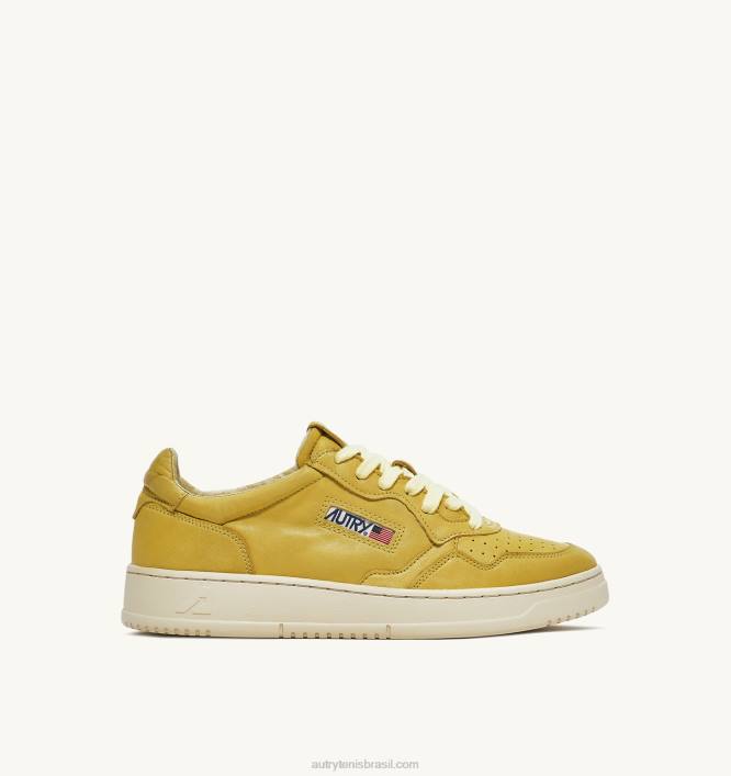 homens_tenis_baixo_medalhista_em_pele_de_cabra_macia_amarelo_iris_autry_86xf41.jpg homens tênis baixo medalhista em pele de cabra macia amarelo íris Autry 86XF41 - Image 1