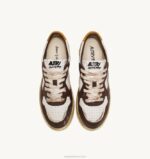 homens tênis baixo super vintage em branco marrom e couro mel Autry 86XF30 - Image 5
