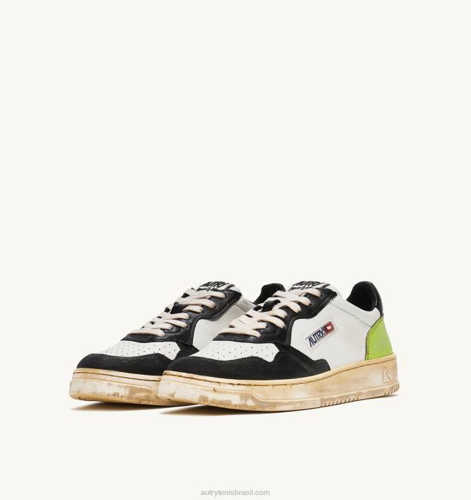 homens tênis baixo super vintage em couro branco preto e verde Autry 86XF31 - Image 2