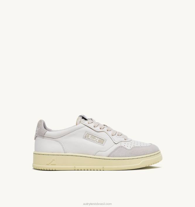 homens_tenis_cano_baixo_aberto_em_couro_e_camurca_branco_autry_86xf83.jpg homens tênis cano baixo aberto em couro e camurça branco Autry 86XF83 - Image 1