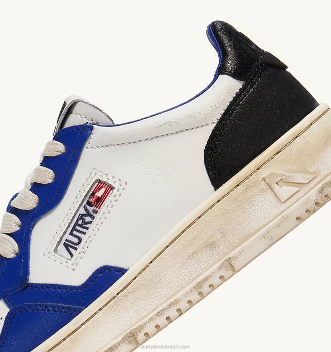 homens tênis cano baixo super vintage em couro branco azul e preto Autry 86XF28 - Image 6