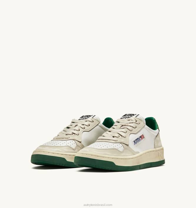 homens tênis cano baixo super vintage em couro branco marfim e verde Autry 86XF64 - Image 2