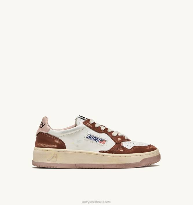 homens_tenis_cano_baixo_super_vintage_em_couro_branco_marrom_e_rosa_autry_86xf63.jpg homens tênis cano baixo super vintage em couro branco marrom e rosa Autry 86XF63 - Image 1