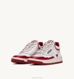 homens tênis mid aberto em couro branco vermelho Autry 86XF85 - Image 2