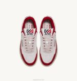 homens tênis mid aberto em couro branco vermelho Autry 86XF85 - Image 5