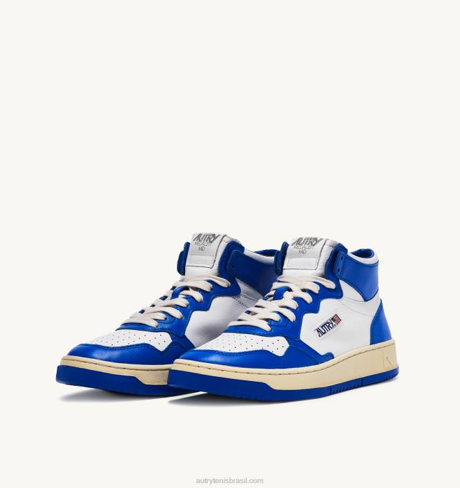 homens tênis mid medalist bicolor em couro branco e azul príncipe Autry 86XF24 - Image 2
