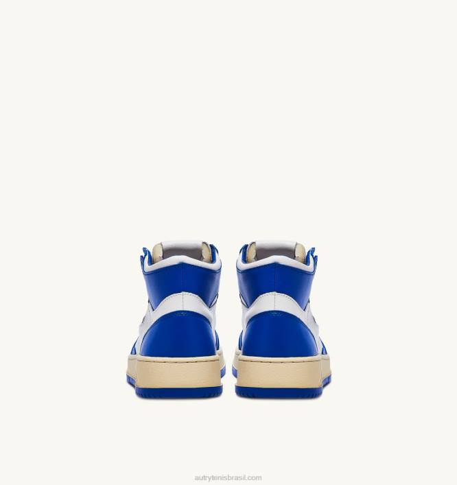 homens tênis mid medalist bicolor em couro branco e azul príncipe Autry 86XF24 - Image 3
