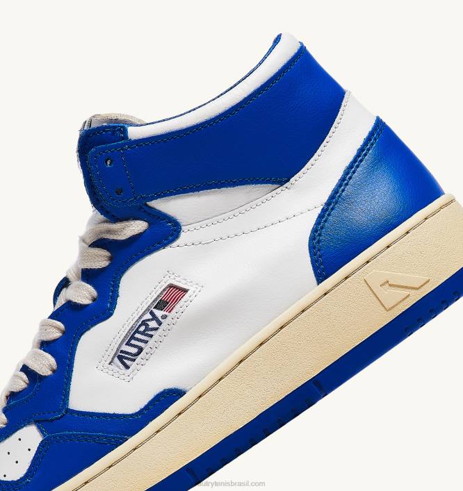 homens tênis mid medalist bicolor em couro branco e azul príncipe Autry 86XF24 - Image 6