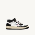 homens tênis mid medalist bicolor em couro branco e preto Autry 86XF26