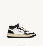 homens tênis mid medalist bicolor em couro branco e preto Autry 86XF26