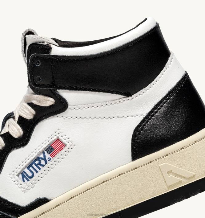 homens tênis mid medalist bicolor em couro branco e preto Autry 86XF26 - Image 6