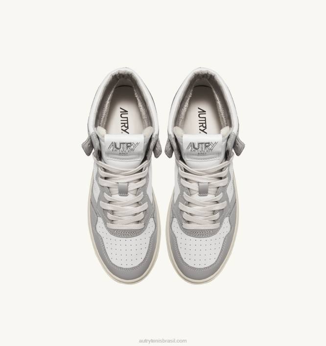 homens tênis mid medalist bicolor em couro branco e tom vapor Autry 86XF27 - Image 5
