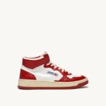 homens tênis mid medalist em couro branco e vermelho Autry 86XF23