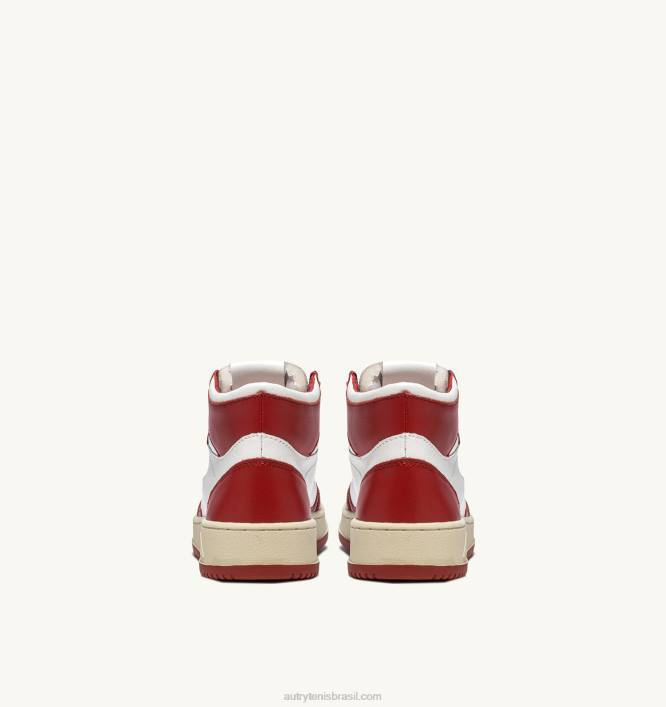 homens tênis mid medalist em couro branco e vermelho Autry 86XF23 - Image 3
