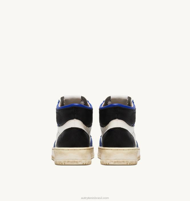 homens tênis mid super vintage em couro branco azul e preto Autry 86XF34 - Image 3
