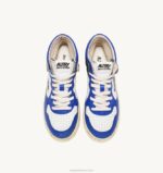 homens tênis mid super vintage em couro branco azul e preto Autry 86XF34 - Image 5