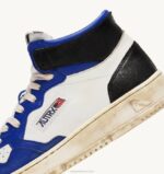 homens tênis mid super vintage em couro branco azul e preto Autry 86XF34 - Image 6