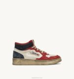 homens tênis super vintage medalist mid em couro branco vermelho azul Autry 86XF33