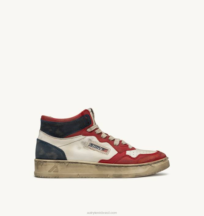 homens tênis super vintage medalist mid em couro branco vermelho azul Autry 86XF33 - Image 1