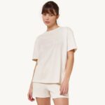 mulheres academia de tênis camiseta decote careca branco marfim Autry 86XF288