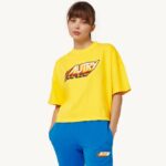 mulheres camiseta com logotipo aeróbico amarelo Autry 86XF287