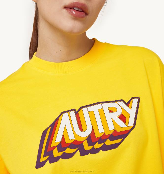 mulheres camiseta com logotipo aeróbico amarelo Autry 86XF287 - Image 3