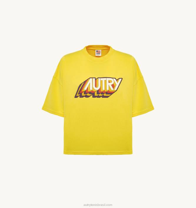 mulheres camiseta com logotipo aeróbico amarelo Autry 86XF287 - Image 4