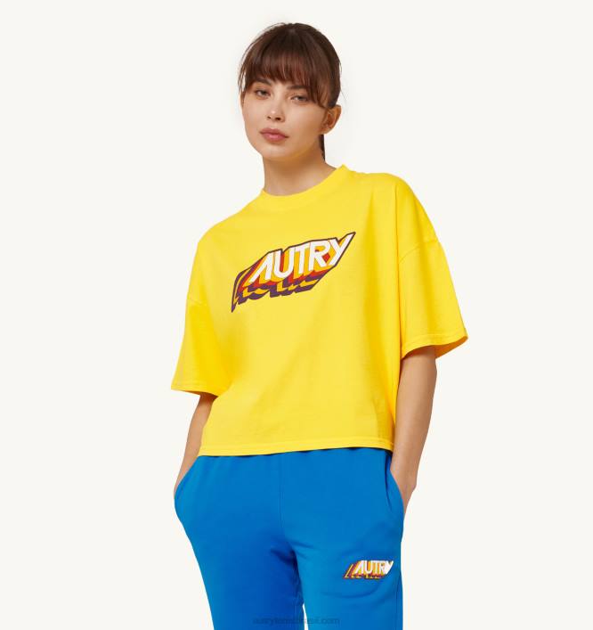 mulheres_camiseta_com_logotipo_aerobico_amarelo_autry_86xf287.jpg mulheres camiseta com logotipo aeróbico amarelo Autry 86XF287 - Image 1