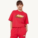 mulheres camiseta vermelha com logo aeróbico Autry 86XF282