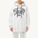 mulheres moletom branco com capuz e foto liberty Autry 86XF296