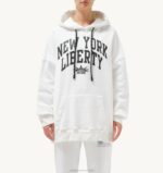 mulheres moletom branco com capuz e foto liberty Autry 86XF296
