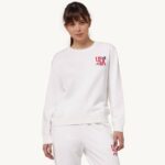 mulheres moletom com logo icônico decote careca branco Autry 86XF281