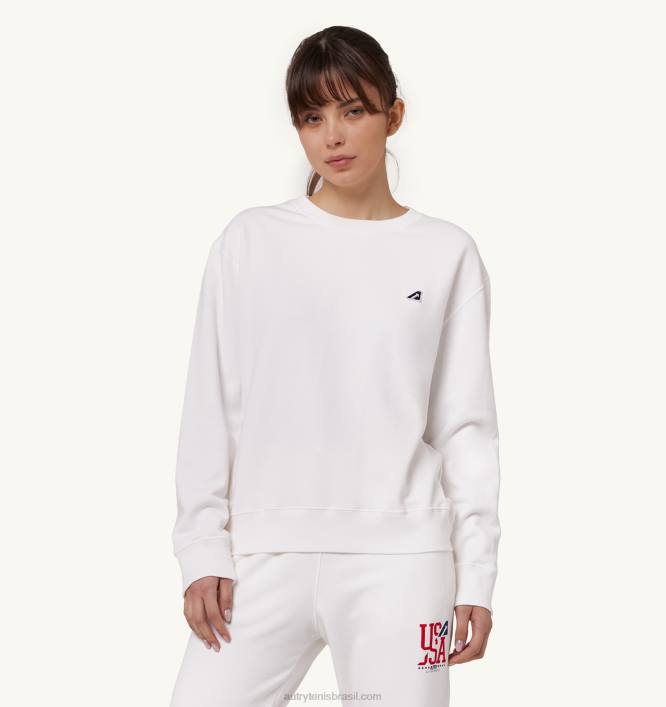 mulheres_moletom_com_logo_iconico_decote_careca_branco_autry_86xf284.jpg mulheres moletom com logo icônico decote careca branco Autry 86XF284 - Image 1