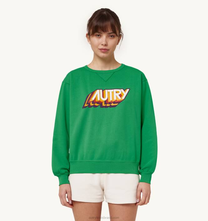 mulheres_moletom_decote_careca_com_logo_aerobico_verde_autry_86xf293.jpg mulheres moletom decote careca com logo aeróbico verde Autry 86XF293 - Image 1