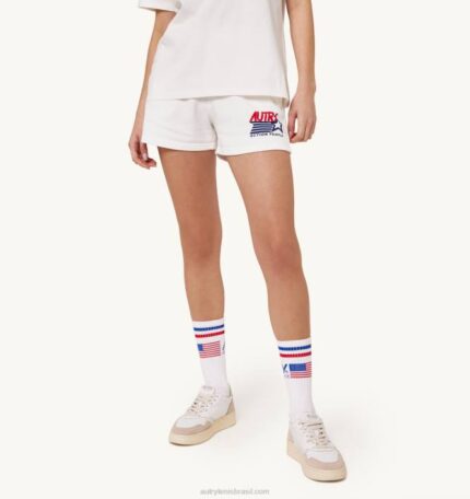 mulheres shorts com logotipo icônico branco Autry 86XF307