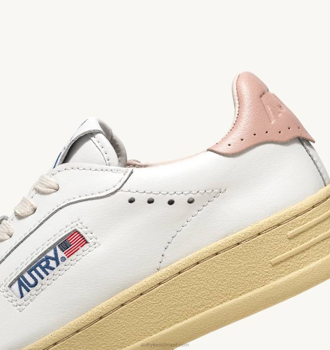 mulheres tênis baixo bob lutz em couro branco e rosa Autry 86XF272 - Image 6