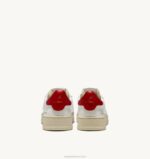 mulheres tênis baixo dallas em couro branco e vermelho Autry 86XF260 - Image 3