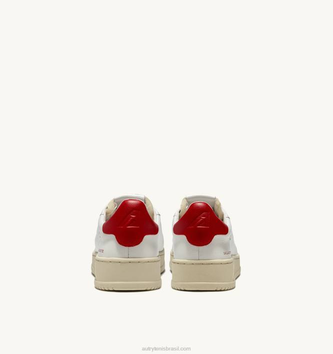 mulheres tênis baixo dallas em couro branco e vermelho Autry 86XF260 - Image 3