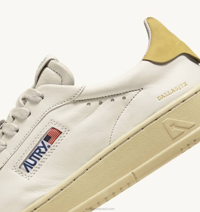 mulheres tênis baixo dallas em couro e couro nobuck amarelo Autry 86XF258 - Image 6