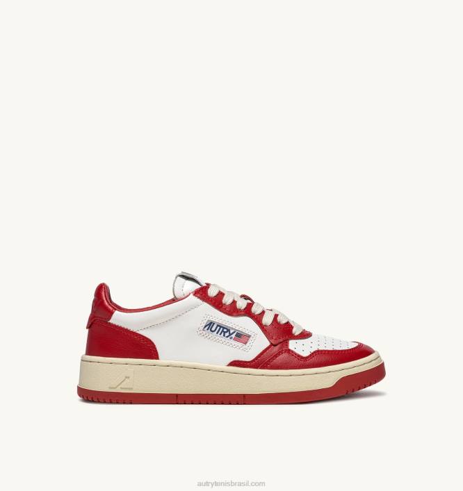 mulheres_tenis_baixo_medalhista_bicolor_em_couro_branco_e_vermelho_autry_86xf176.jpg mulheres tênis baixo medalhista bicolor em couro branco e vermelho Autry 86XF176 - Image 1
